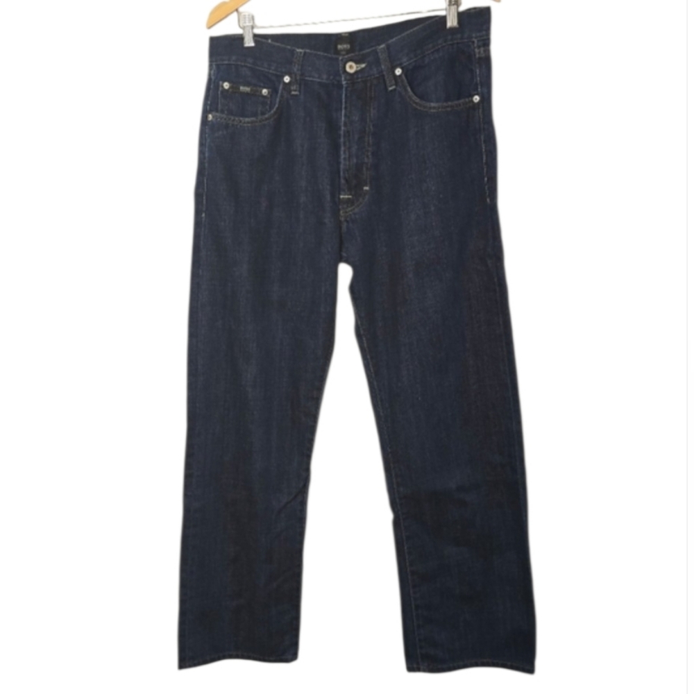 Hugo Boss Men’s Jacksons Dark Blue Straight Denim Jeans Size 34 Premium Designer